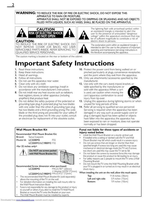 Funai Emerson LC220EM2 TV Operating Manual