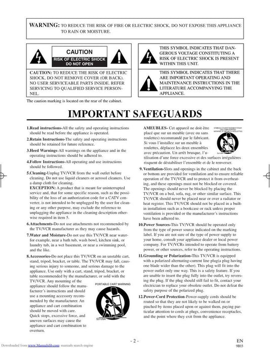 Emerson EWC1302 TV/VCR Combo Operating Manual