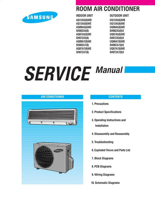 Samsung AQ07 A56 ME A78 AQ09 Air Conditioner Unit Operating Manual