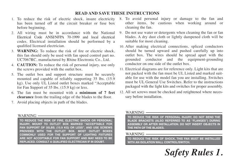 Hampton Bay 13087HAMPTONBAYTROPICS54INWEATHEREDCANECEILINGFANOM Ceiling Fan Operating Manual