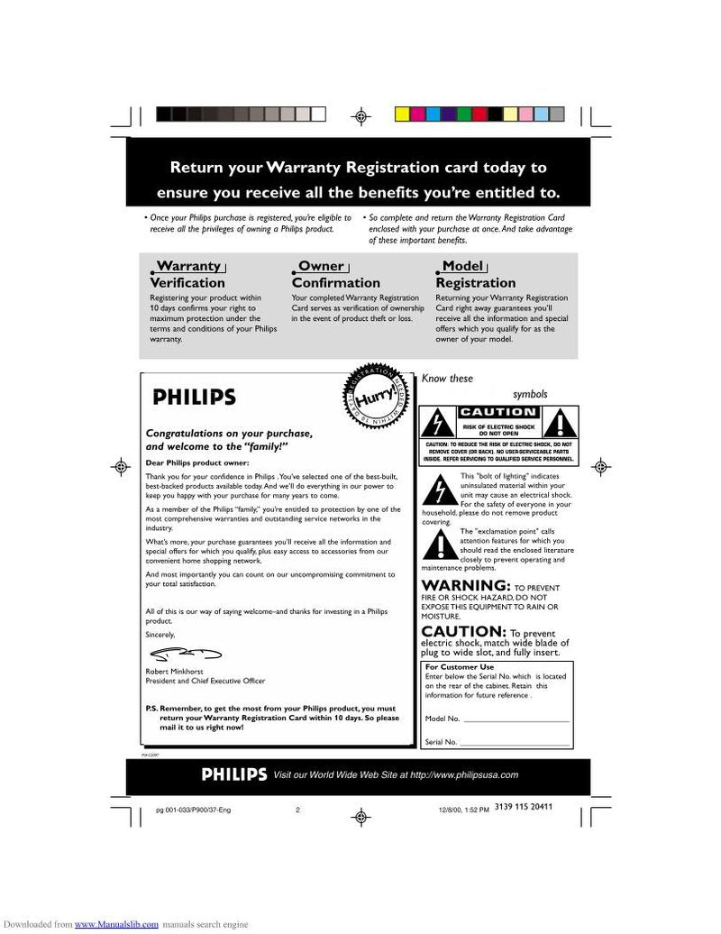 Philips FWP9003701 Audio System Operating Manual