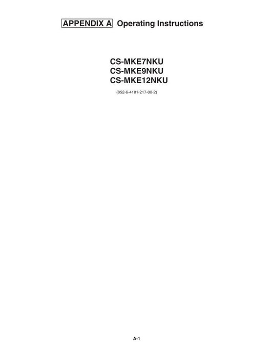 Panasonic CSMKE9 NKU Air Conditioner Unit Operating Manual