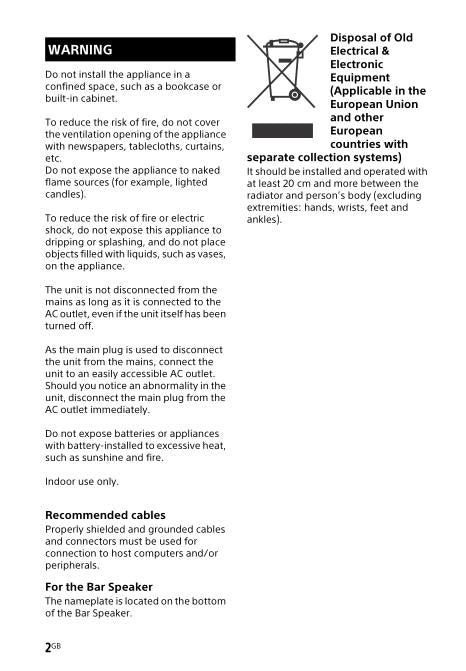 Sony HTCT790 Sound Bar System Operating Manual