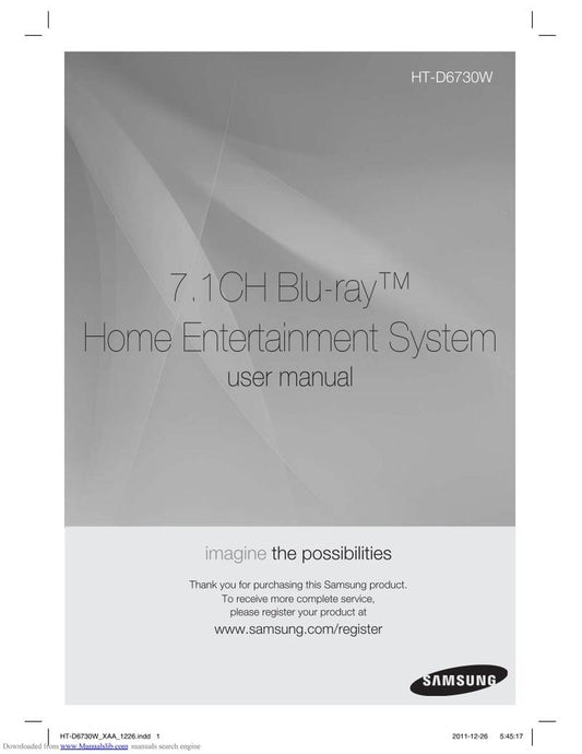 Samsung HTD6730W Home Theater System Operating Manual