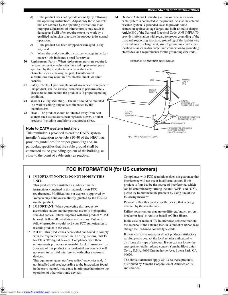 Yamaha HTR6090 Audio/Video Receiver Operating Manual