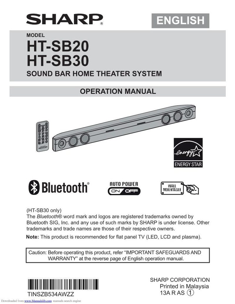 Sharp HT-SB30 Audio System Operating Manual