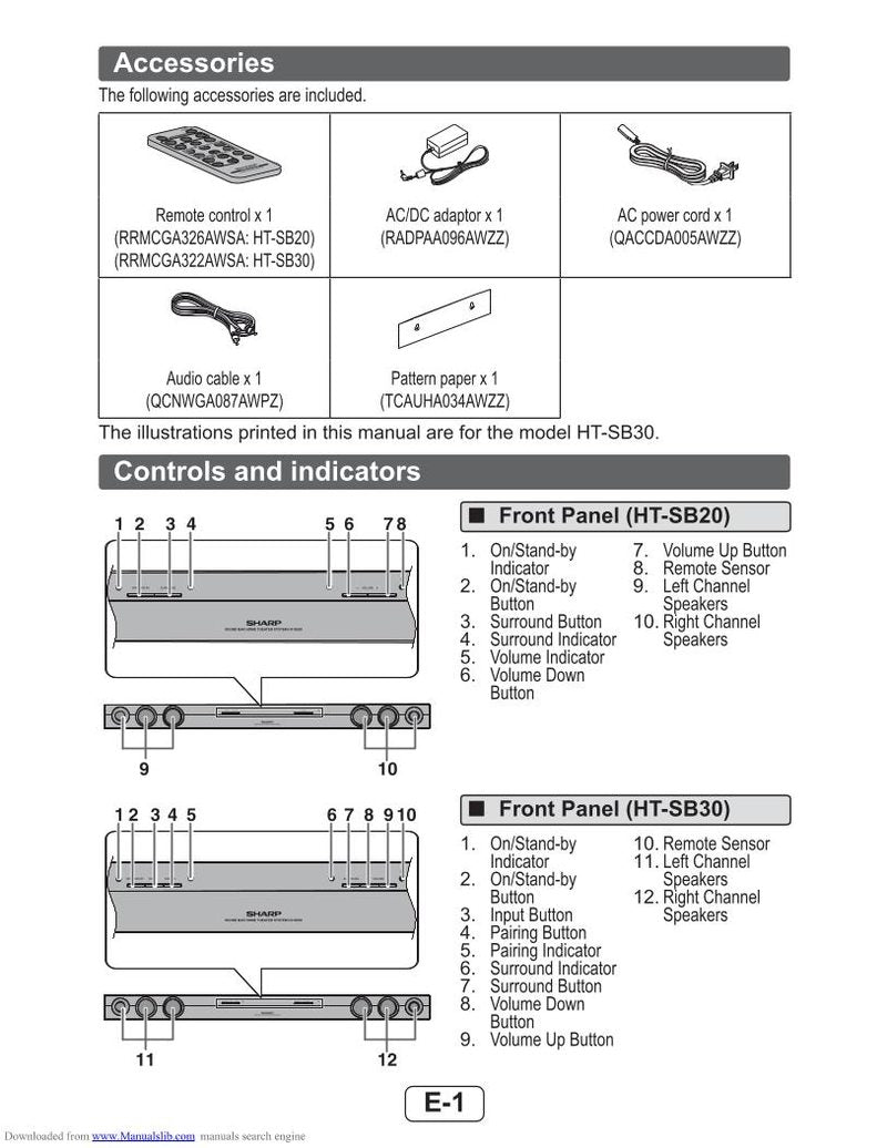 Sharp HT-SB30 Audio System Operating Manual