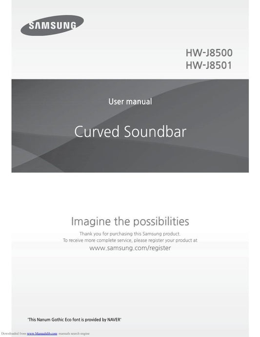 Samsung HWJ8500/ZA Sound Bar System Operating Manual