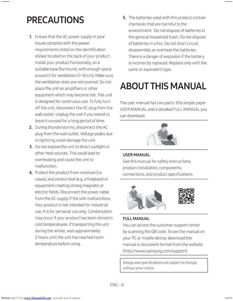 Samsung HW-M360/ZA Sound Bar System Operating Manual