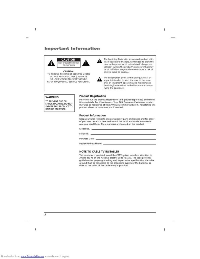 RCA J42HE840 TV Operating Manual