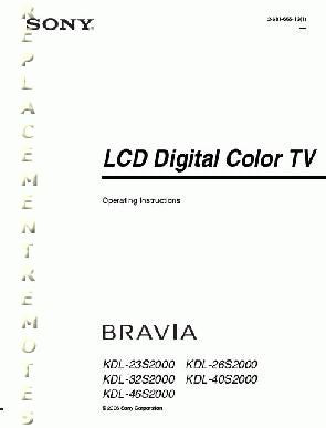 Sony KDL23S2000 KDL23S2010 KDL26S2000 TV Operating Manual