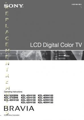 Sony KDL32XBR6 KDL37XBR6 KDL40V4100 TV Operating Manual