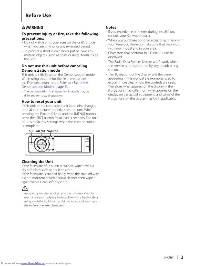 Kenwood KIVBT901 Car Audio System Operating Manual