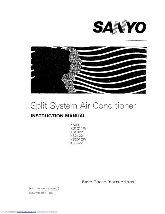 Sanyo KS0911 KS1211 W KS1822 Air Conditioner Unit Operating Manual