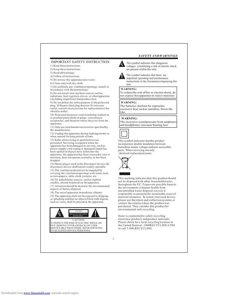 Haier L32 B 1120 1120A TV Operating Manual