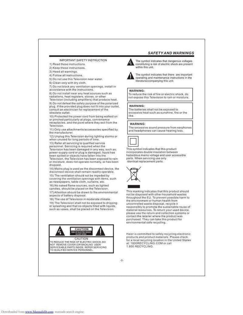 Haier L32 D 1120 TV Operating Manual