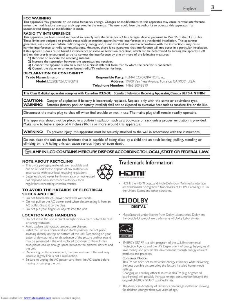 Emerson Emerson LC190EM2 TV Operating Manual