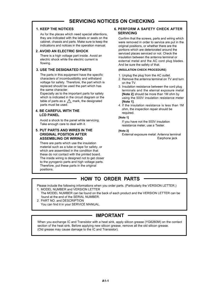 Sharp LC26SH12U TV Operating Manual