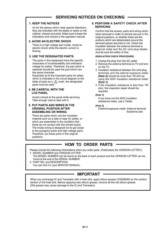 Sharp LC26SH12U TV Operating Manual