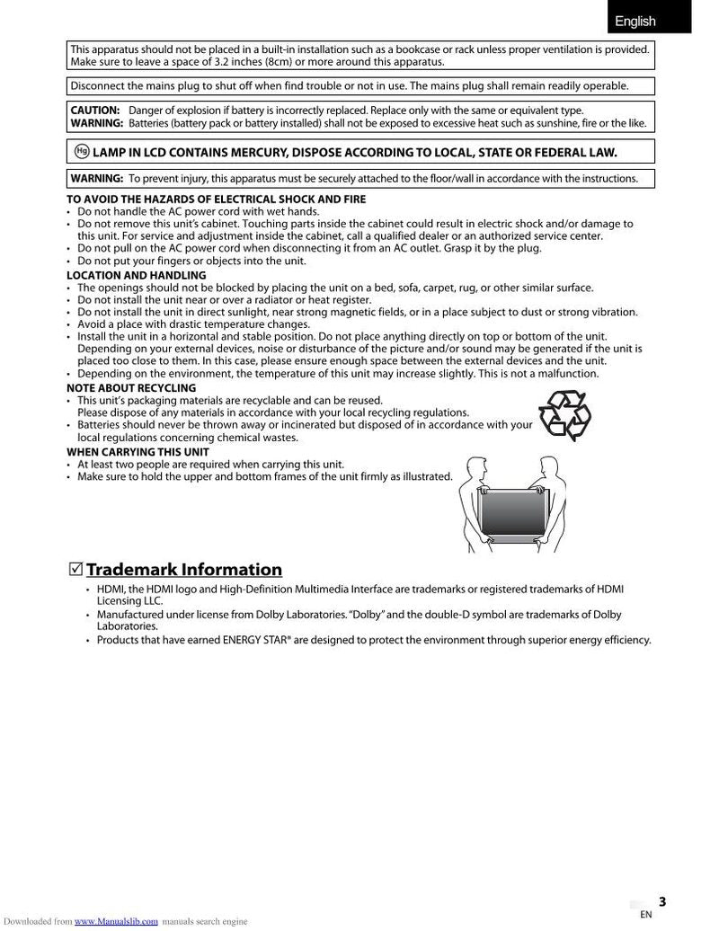 Funai LC320EMXF TV Operating Manual