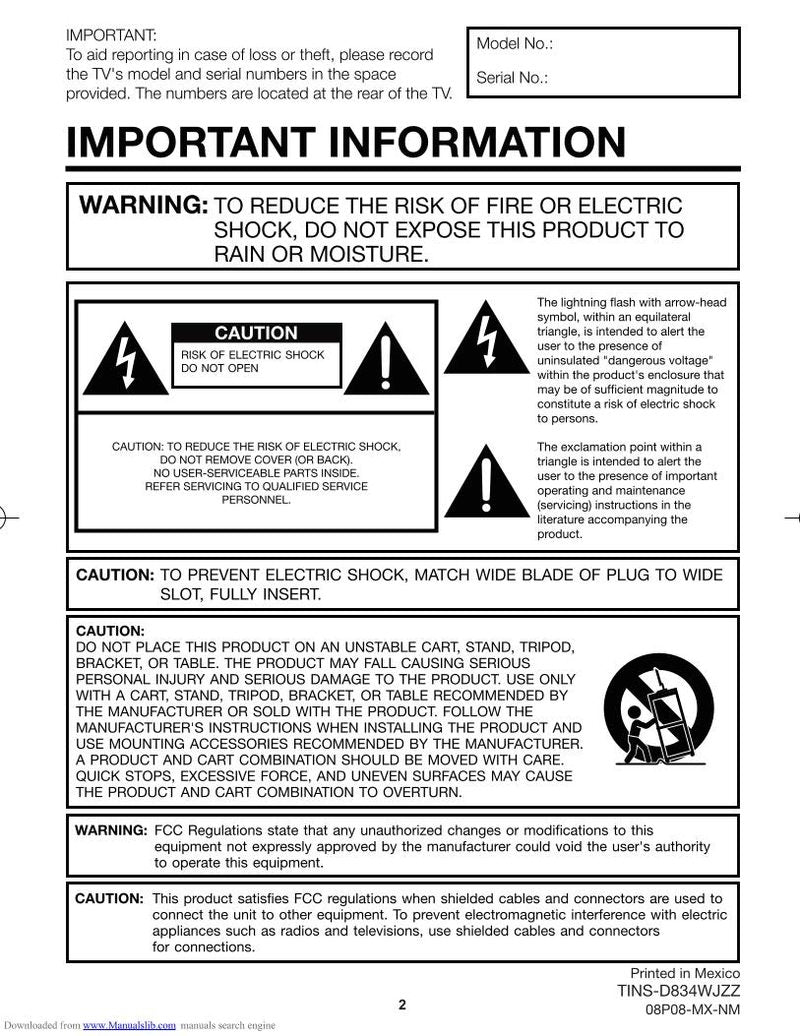 Sharp LC32SB21U LC32SB220U LC32SB23U TV Operating Manual