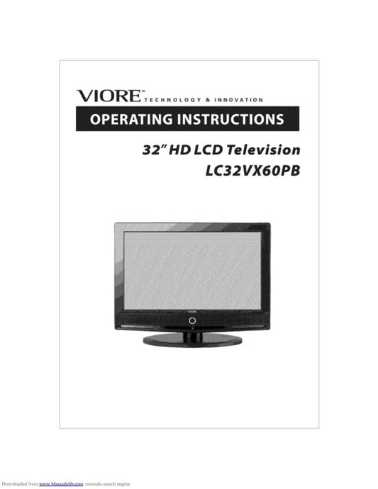Viore LC32VX60PB TV Operating Manual