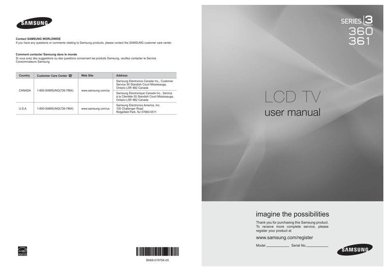 Samsung LA26R71BBM/XTL LN19B361 HLR6167W TV Operating Manual