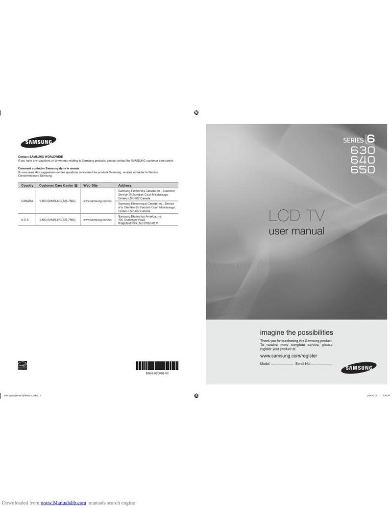 Samsung HLR5668 W HLR6167 WXXAA HLR6168 Satellite Receiver Operating Manual