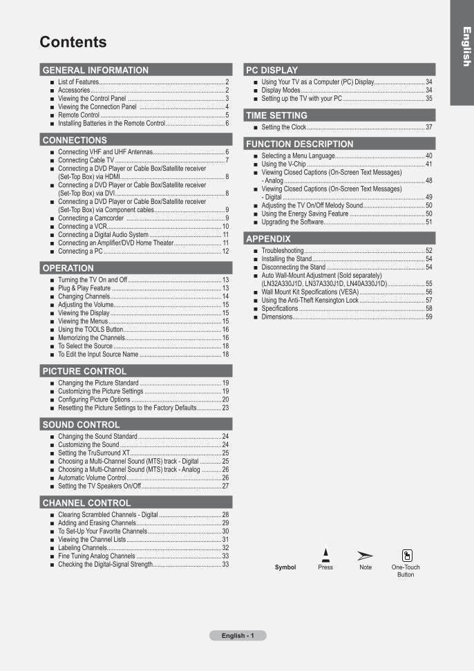 Samsung CS29D4S7X/AAG CT29K10MQ HLR4667WAX/XAA TV Operating Manual