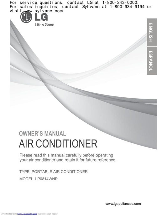 LG LP0814 WNR Air Conditioner Unit Operating Manual