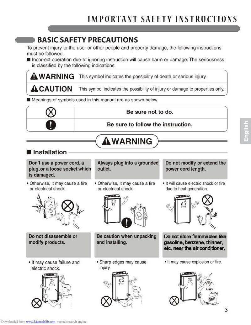 LG LP0814 WNR Air Conditioner Unit Operating Manual