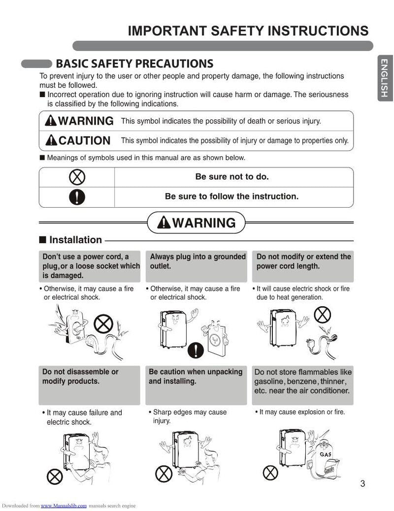 LG LP1417 GSR Air Conditioner Unit Operating Manual