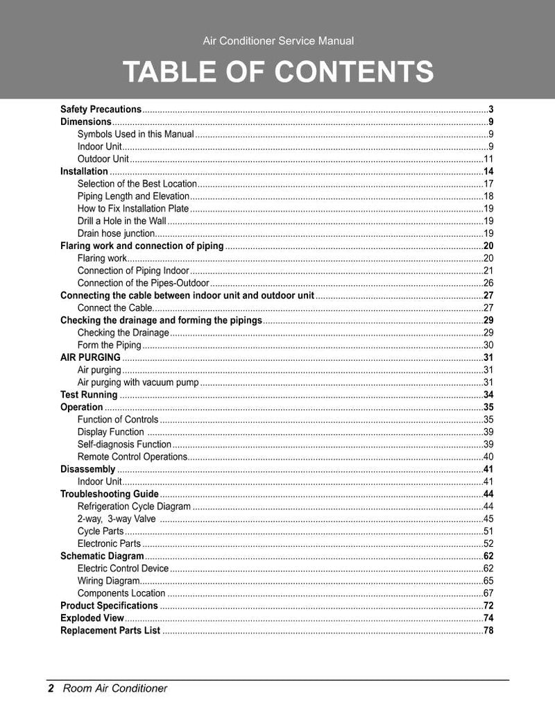 LG LSN180 CE HEV1 LSN090 HEV Air Conditioner Unit Service Manual