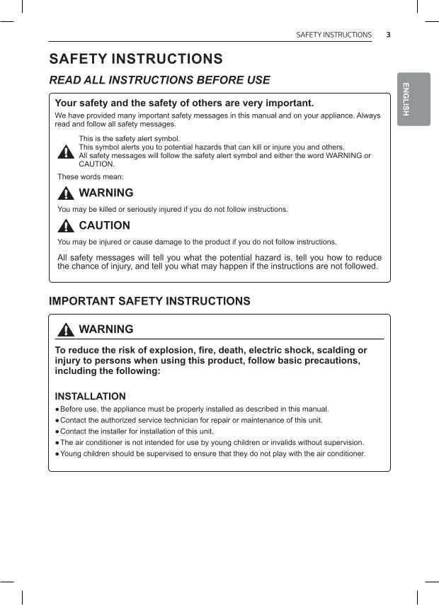 LG LW6017 R Air Conditioner Unit Operating Manual