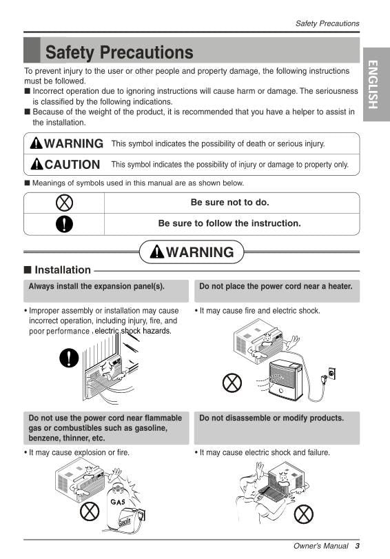 LG LW8011 ER Air Conditioner Unit Operating Manual