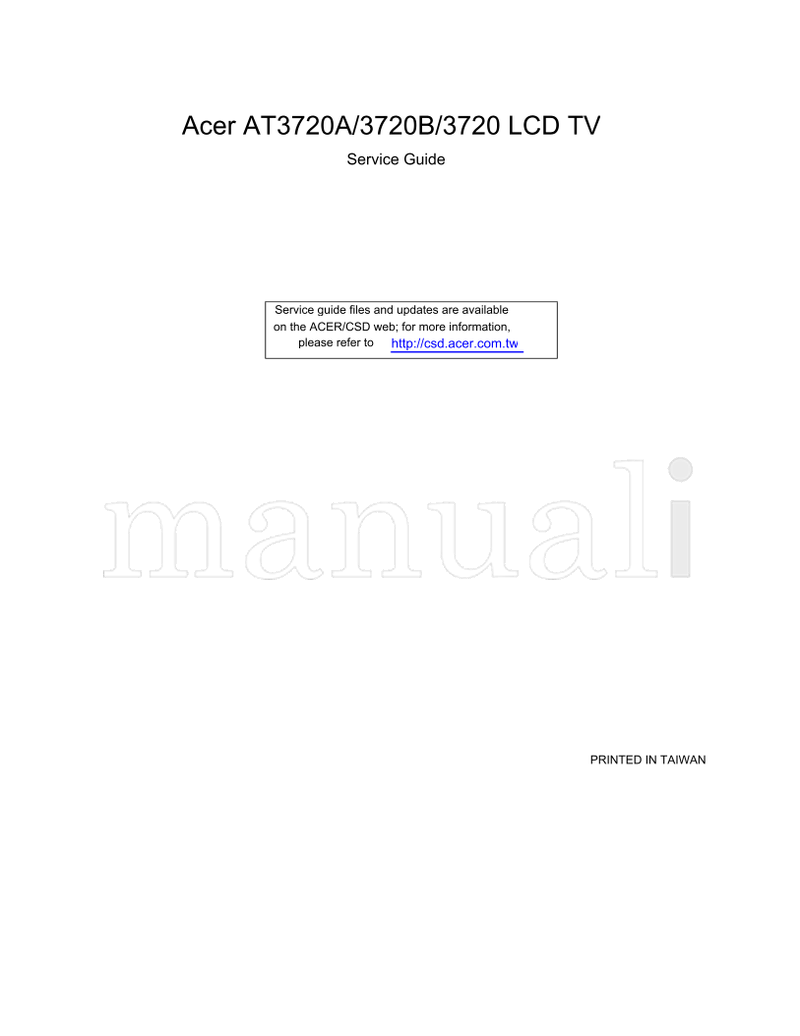 Acer AT3720A 3720B (73 pages) TV Service Manual
