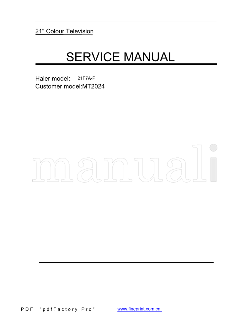 Haier 21F7A-P (26 pages) TV Service Manual