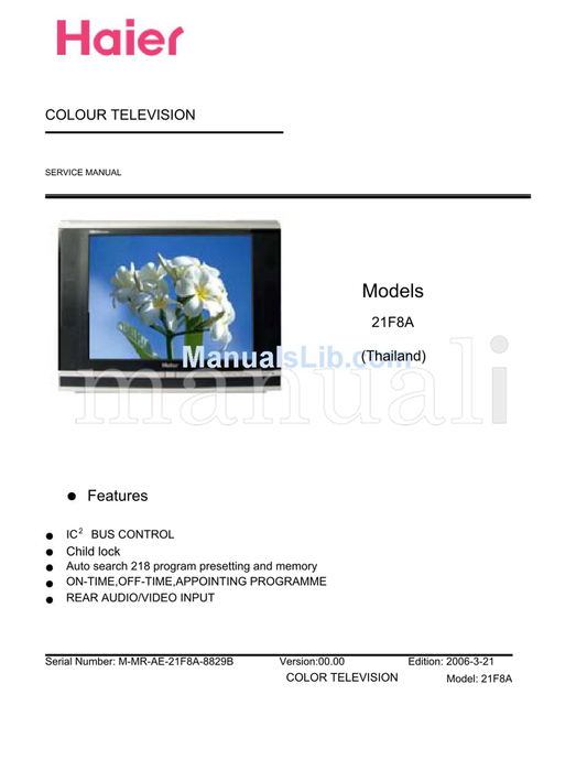 Haier 21F8A (34 pages) TV Service Manual