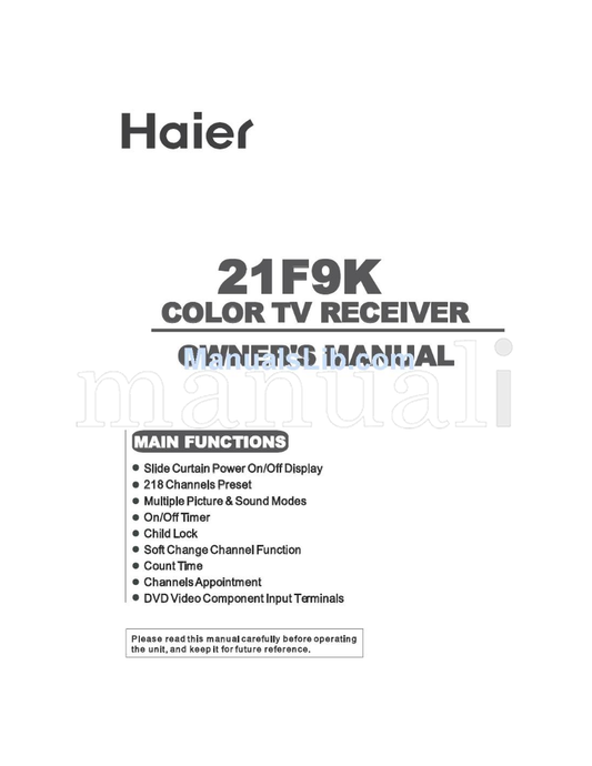 Haier 21F98-CD (29 pages) TV Operating Manual