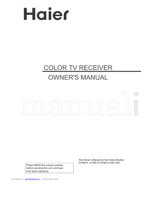 Haier 21F9D-P 21T9D-P 21F9D 21T9D 1407 (36 pages) Operating Manual