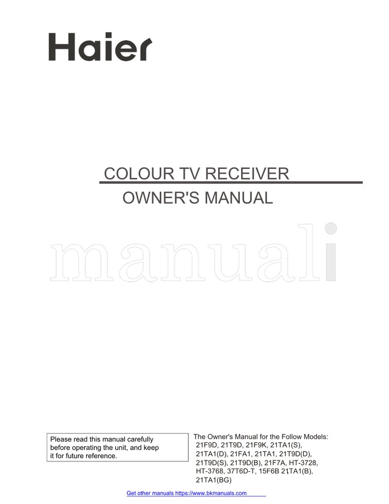 Haier 21F9D 21T9D 21F9K 21FA1 21TA1 21F7A HT-3728 HT-3768 37T6D-T (30 pages) TV Operating Manual