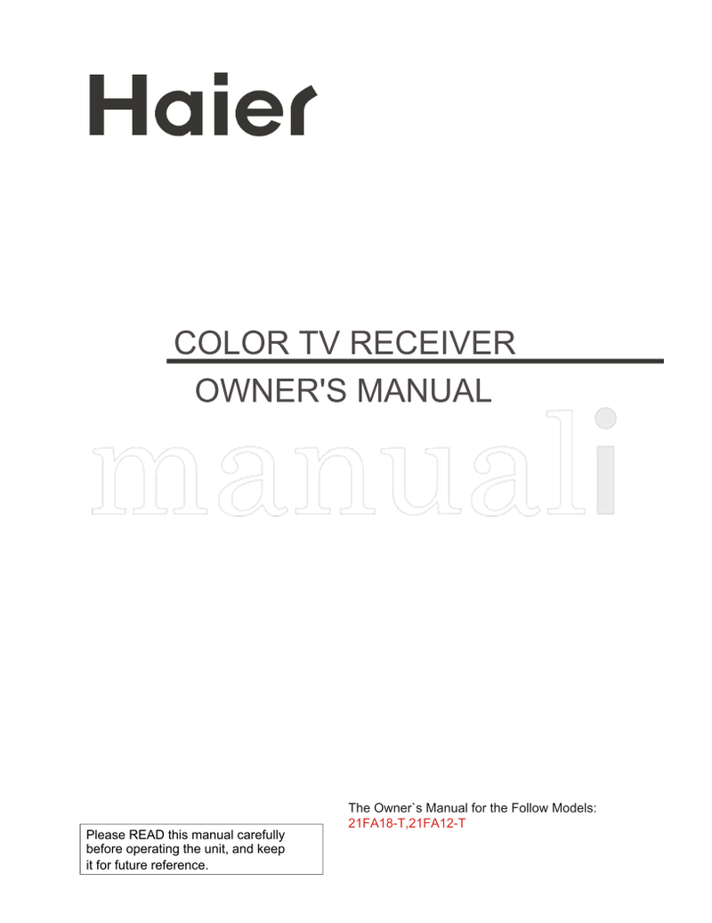 Haier 21FA18-T 21FA12-T (28 pages) TV Operating Manual