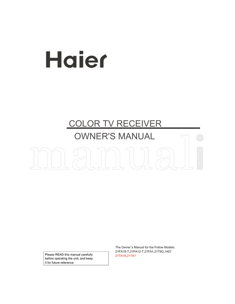 Haier 21FA1 (28 pages) TV Operating Manual