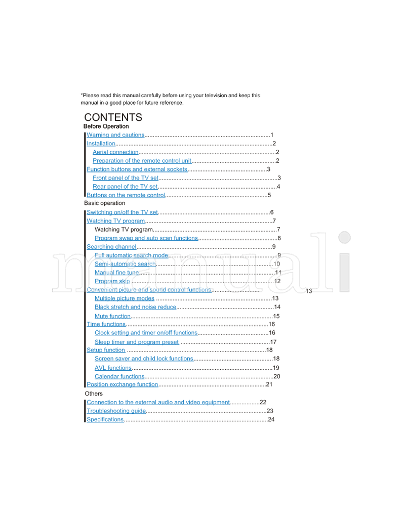 Haier 21FA1 (28 pages) TV Operating Manual