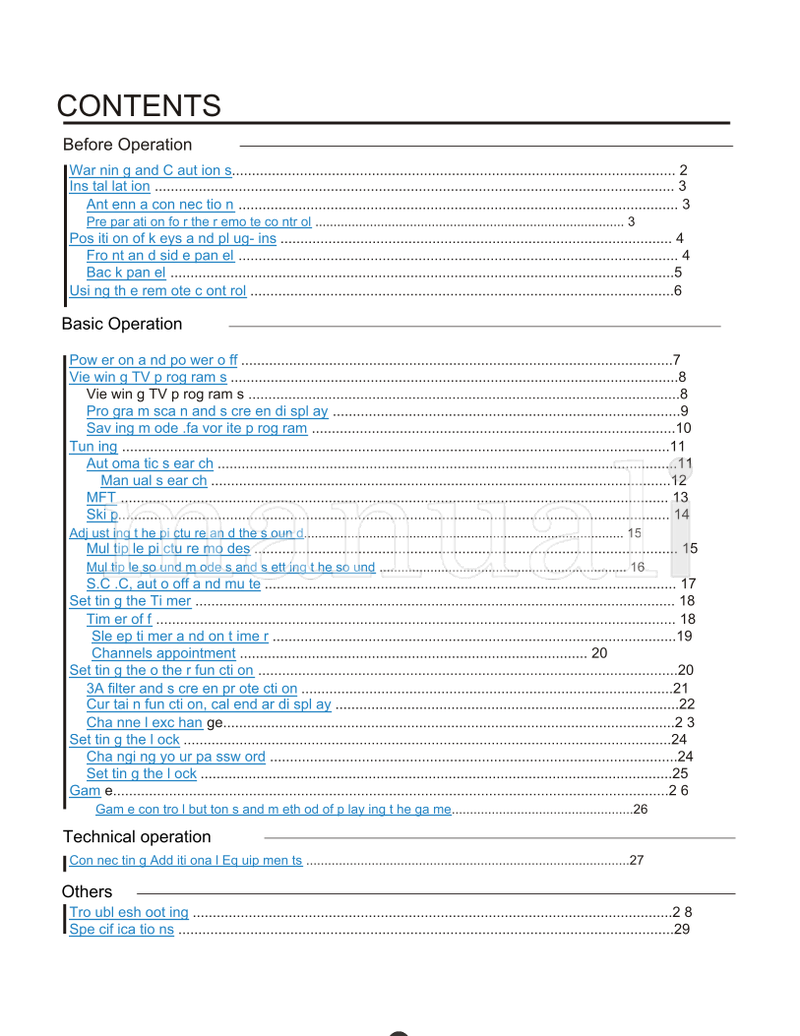 Haier 21F9D 21T9D 21FA1 21TA1 21FA11 21FA11-AM 15F6B HT-3768 (32 pages) TV Operating Manual
