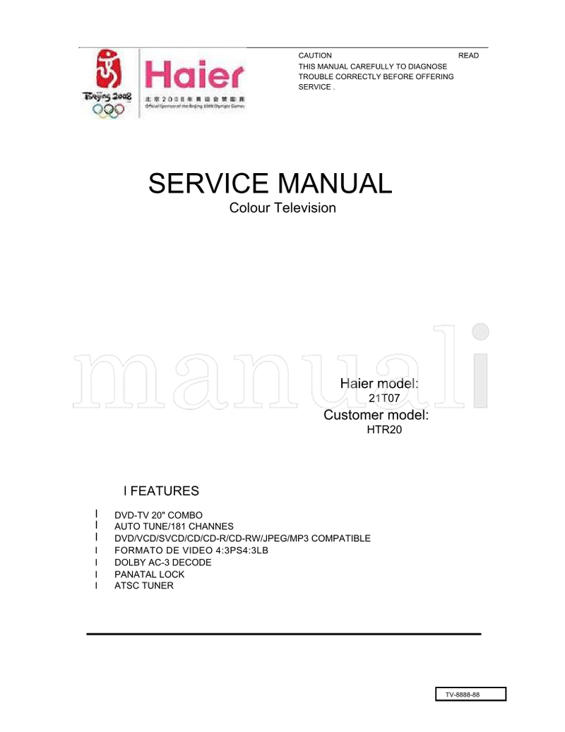 Haier 21T07 HTR20 (15 pages) TV Service Manual