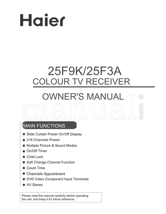 Haier 25F9K 25F3A (32 pages) TV Operating Manual
