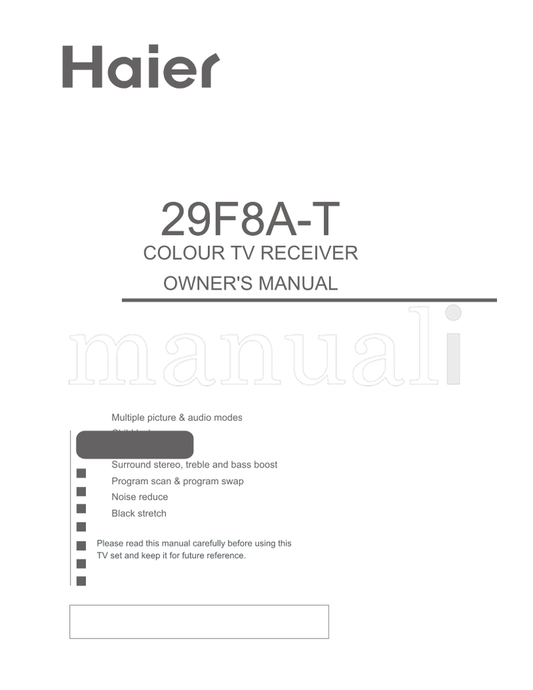 Haier 29F8A-T (28 pages) TV Operating Manual