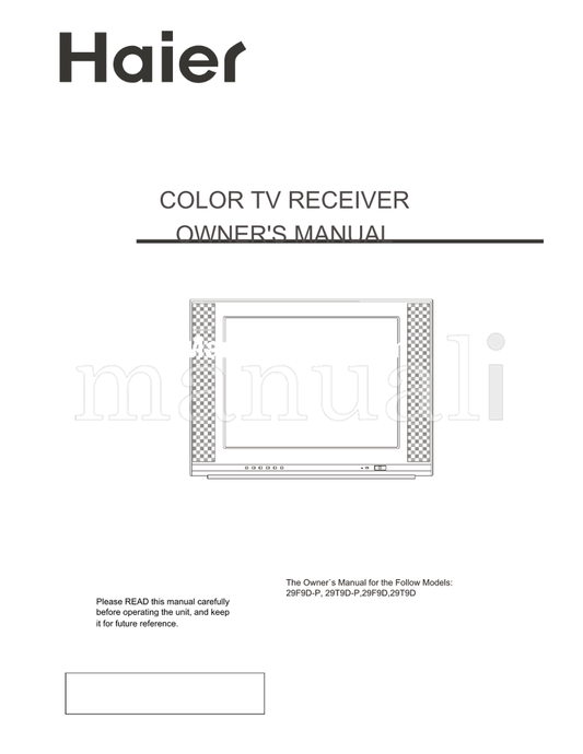 Haier 29F9D-P 29T9D-P 29F9D 29T9D (26 pages) TV Operating Manual