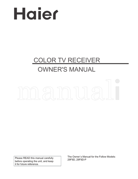 Haier 29F9D 29F9D-P (28 pages) TV Operating Manual
